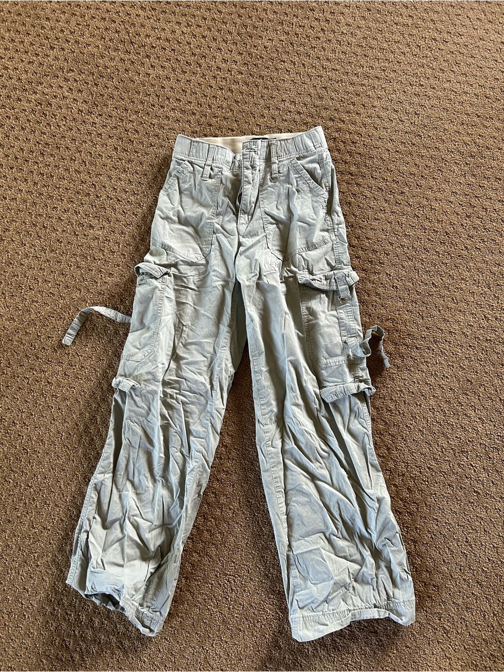 Light Sage Green Cargo Pants with Multiple Pockets
